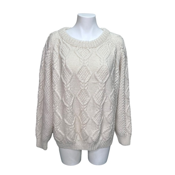 Handknit Crewneck Cottagecore Fisherman’s Sweater - Picture 1 of 11
